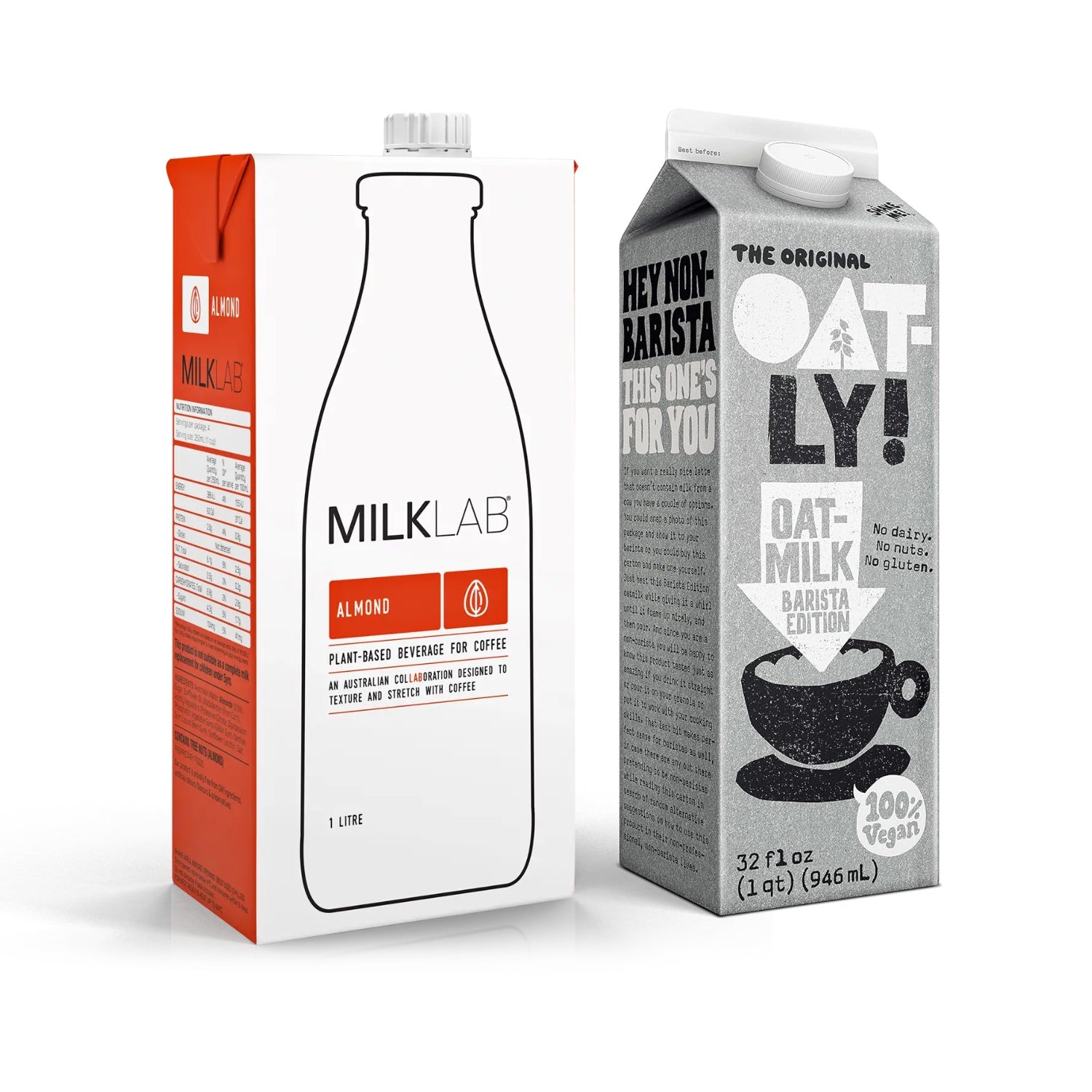 OATLY & M!LKLAB Combo (Oat & Almond Milk) - 1 Litre each - Caramelly