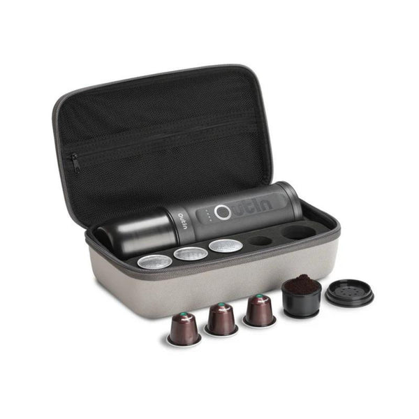 Outin Traveler Espresso Gift Set including Nano Portable Electric Espresso Machine + Case - Space Grey - Caramelly