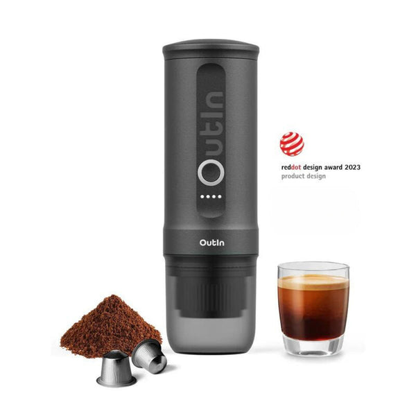 Outin USA Nano Portable Electic Espresso Machine with Self Heating and 20bar (Works with Nespresso® & Ground Coffee) - Caramelly