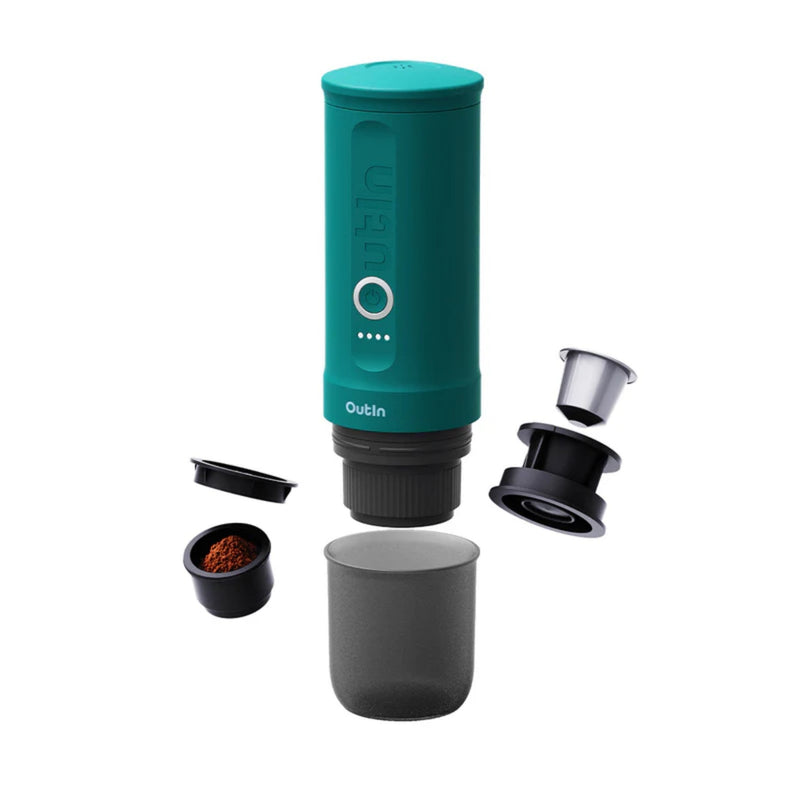 Outin USA Nano Portable Electric Espresso Machine with Self Heating - Outin Teal - Caramelly