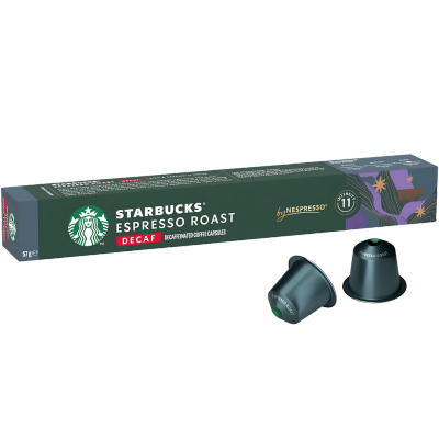 Nespresso Starbucks Decaf Espresso Roast Coffee Capsules - 10 Pods - Caramelly