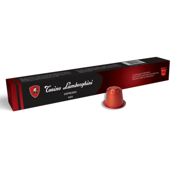 T.Lamborghini Nespresso Compatible Espresso Red Capsules - 10 Pods - Caramelly