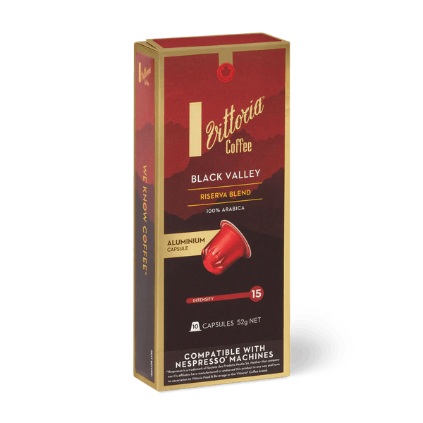 Vittoria Black Valley Nespresso® Compatible Coffee Capsules - 10 Pods - Caramelly