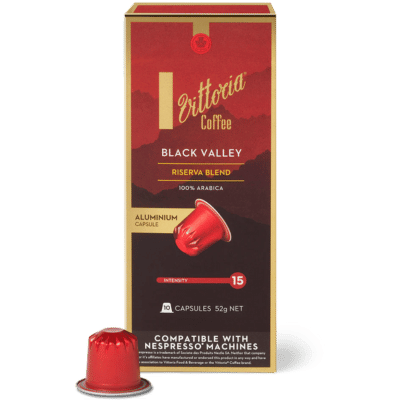 Vittoria Black Valley Nespresso® Compatible Coffee Capsules - 10 Pods - Caramelly