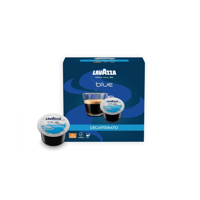 Lavazza Blue Espresso Decaffinato, Pack of 25 Coffee Capsules, Compatible with Lavazza BLUE Machines - Caramelly