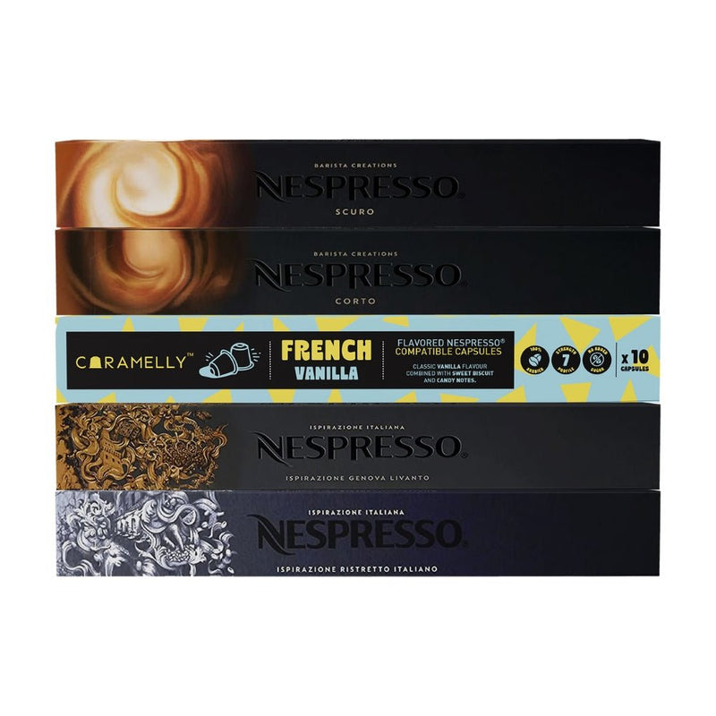 Nespresso Coffee Capsules Perfect with Milk Pack - 50 Pods - Caramelly