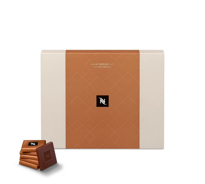 Nespresso Milk Chocolate with Salted Caramel Chips - 40 Squares - Caramelly