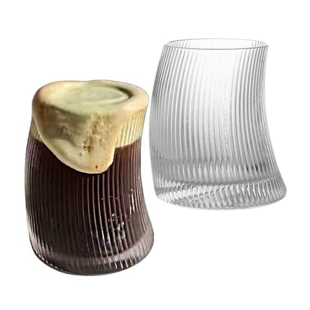 Ribbed Curvy Glass (2 x 350ml) - Caramelly