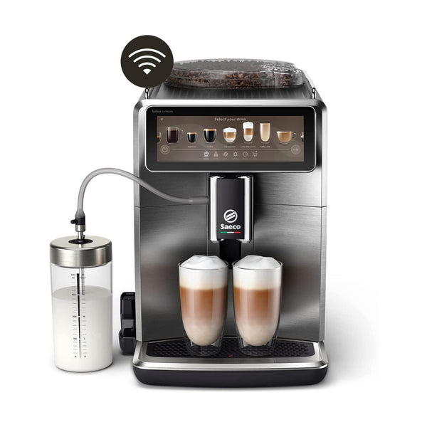 Saeco Xelsis Suprema SM8889 Fully Automatic Coffee Machine, 22 Coffee Varieties, 7.8" Touch Screen, 8 User Profiles, WiFi Connectivity, Stainless Steel - Caramelly