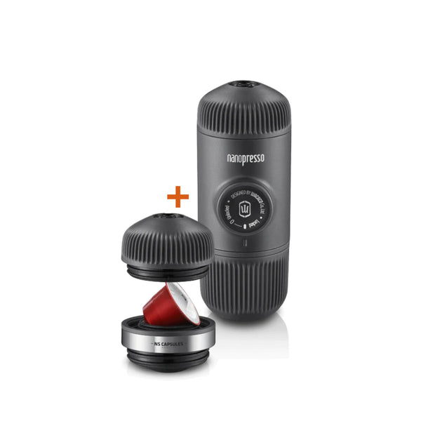 Wacaco Nanopresso Portable Nespresso® Pods Compatible Espresso Maker + NS Adapter (For both Ground Coffee & Pods) - Caramelly